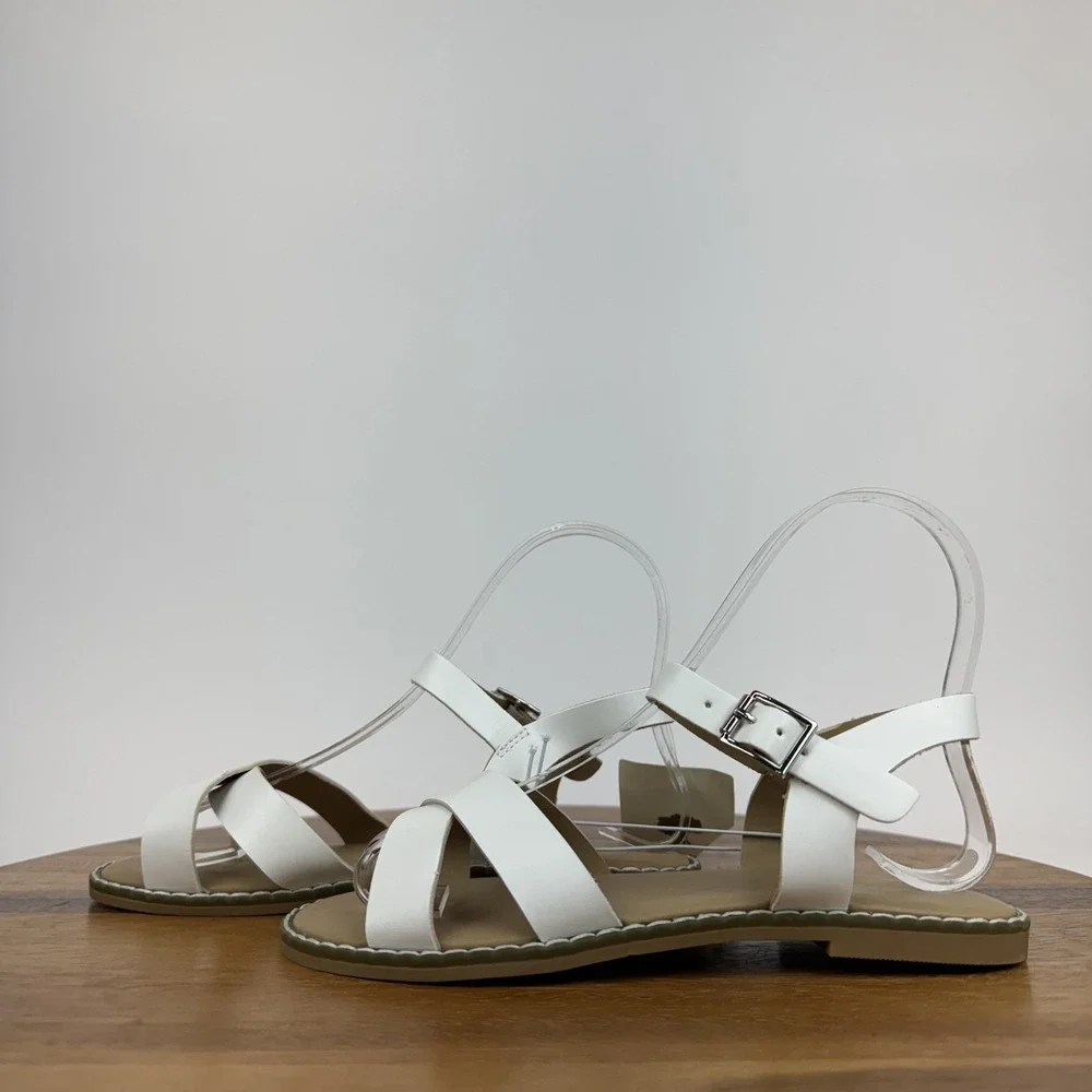 New Girls Big Kids Tucker + Tate Tarya White Strappy Adjustable Sandals Size 1 Y